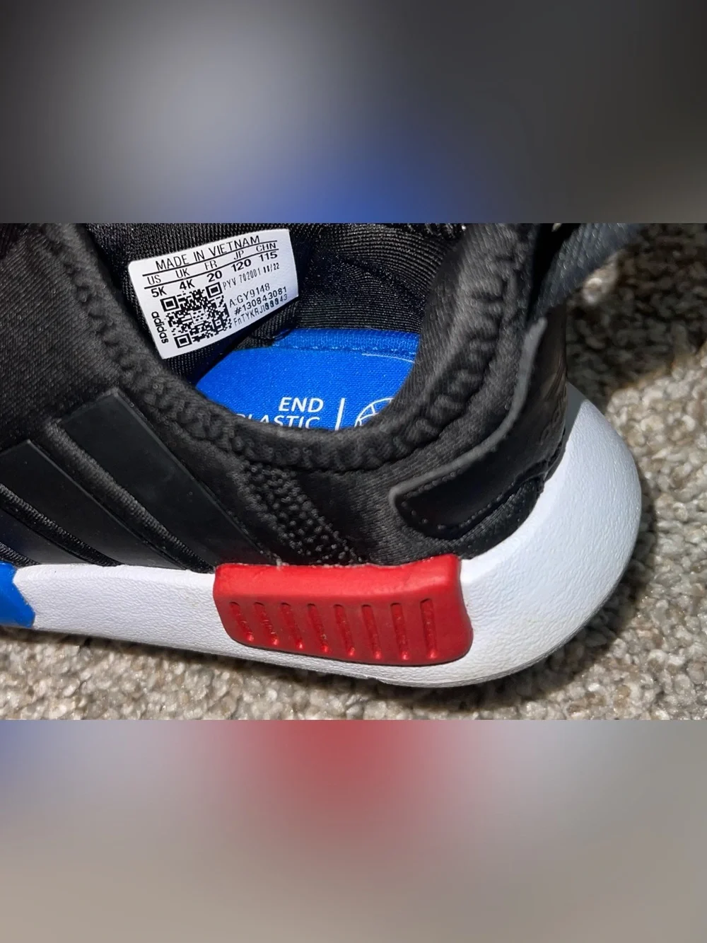 Adidas 5K NMD 360 black slip on red white blue